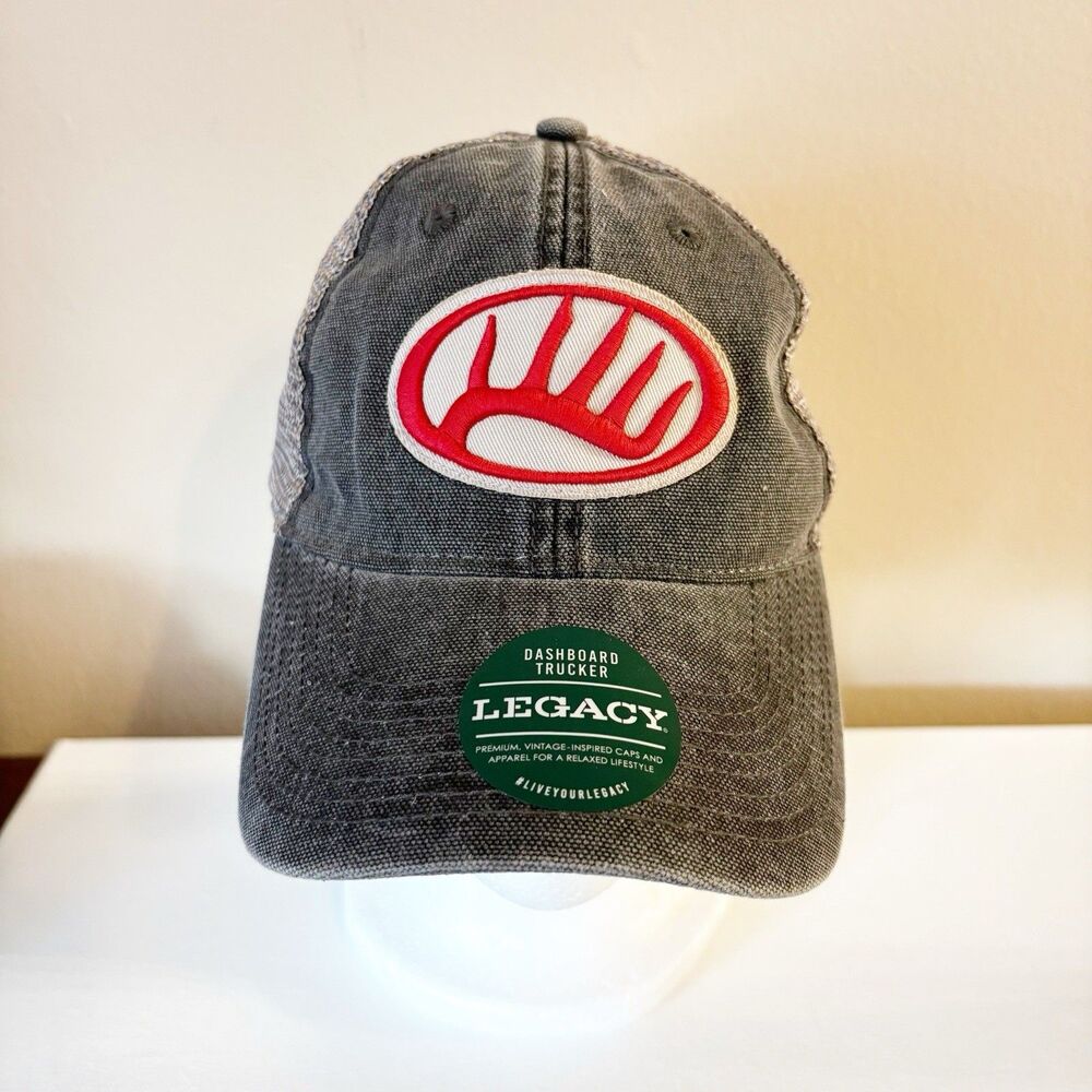 Legacy Athletic Mens Deer Antler Logo Trucker Hat Gray Red Mesh Snapback Cap